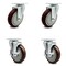 Service Caster 5 Inch Maroon Polyurethane Wheel Swivel Top Plate Caster Set with 2 Brakes SCC SCC-20S514-PPUB-MRN-2-TLB-2 - alternate 1